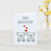 Cute Koala Beer Paar-Happy Jubileum Kaart (Gele Bloem)