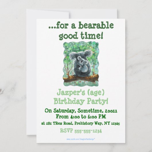 Cute Koala Beer Party Center Kaart (Achterkant)