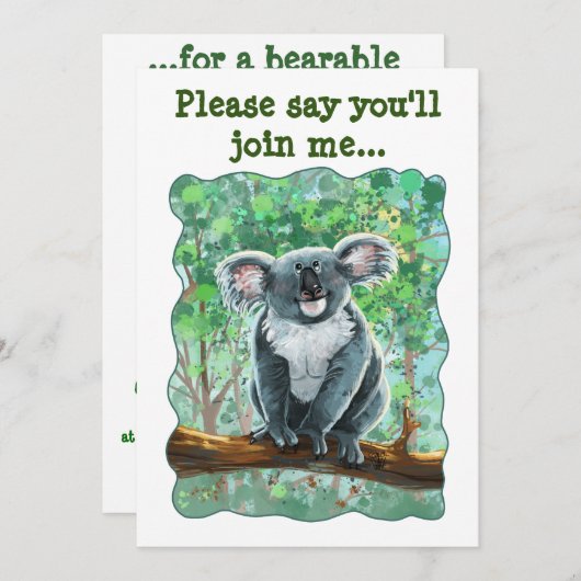 Cute Koala Beer Party Center Kaart (Voorkant / Achterkant)