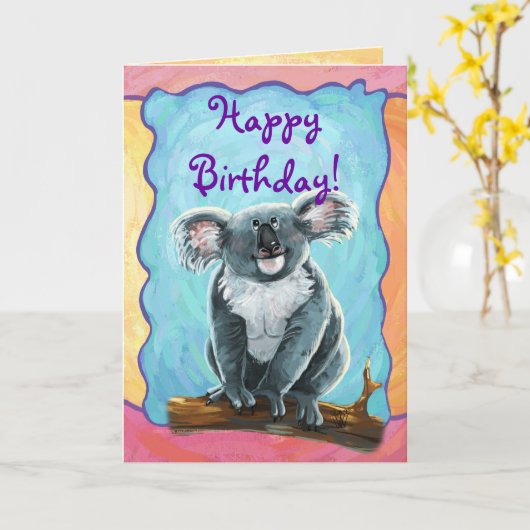 Cute Koala Beer Party Center Kaart (Gele Bloem)