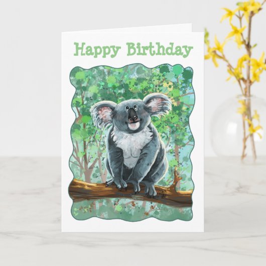 Cute Koala Beer Party Center Kaart (Gele Bloem)