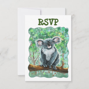 Cute Koala Beer Party Center RSVP Kaartje