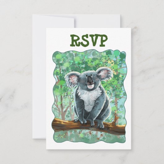Cute Koala Beer Party Center RSVP Kaartje (Voorkant)