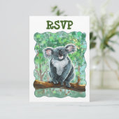 Cute Koala Beer Party Center RSVP Kaartje (Staand voorkant)