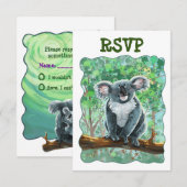 Cute Koala Beer Party Center RSVP Kaartje (Voorkant / Achterkant)