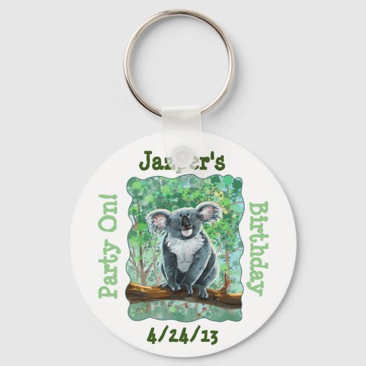 Cute Koala Beer Party Center Sleutelhanger (Voorkant)