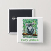 Cute Koala Beer Party Center Vierkante Button 5,1 Cm (Voorkant /achterkant)