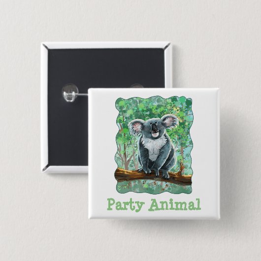Cute Koala Beer Party Center Vierkante Button 5,1 Cm (Voorkant /achterkant)