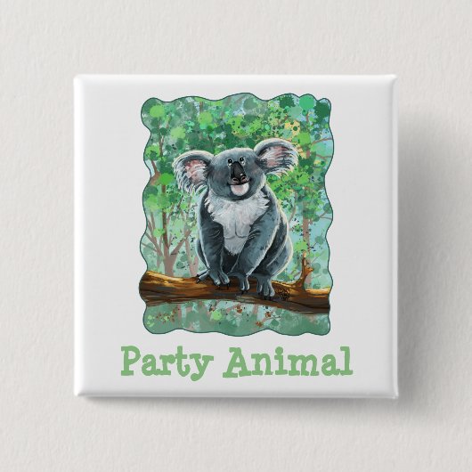 Cute Koala Beer Party Center Vierkante Button 5,1 Cm (Voorkant)