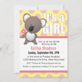 Cute Koala Beer Polka Dots Baby shower Kaart