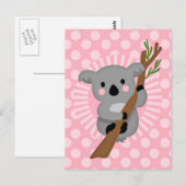 Cute Koala Beer - Roze grijze meisje Briefkaart (Voorkant / Achterkant)