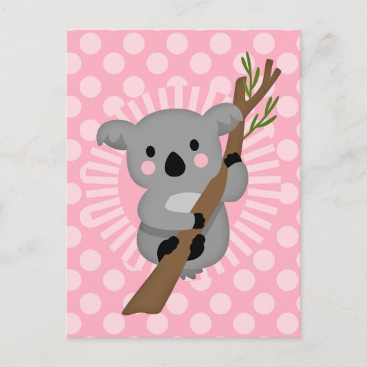 Cute Koala Beer - Roze grijze meisje Briefkaart (Voorkant)