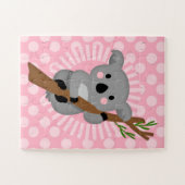 Cute Koala Beer - Roze grijze meisje Legpuzzel (Horizontaal)