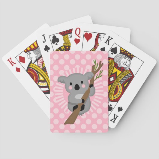 Cute Koala Beer - Roze grijze meisje Pokerkaarten (Achterkant)