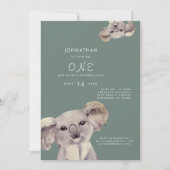 Cute Koala Beer Sage Verjaardagsfeest Uitnodiging (Voorkant)