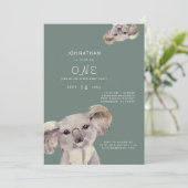Cute Koala Beer Sage Verjaardagsfeest Uitnodiging (Staand voorkant)