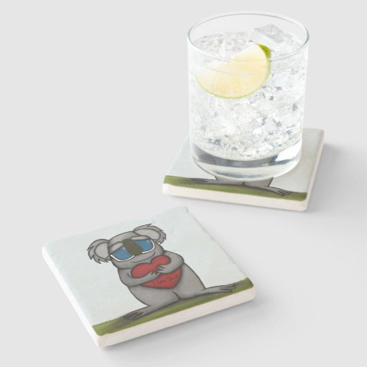 Cute Koala Beer Stenen Onderzetter (Zijkant)
