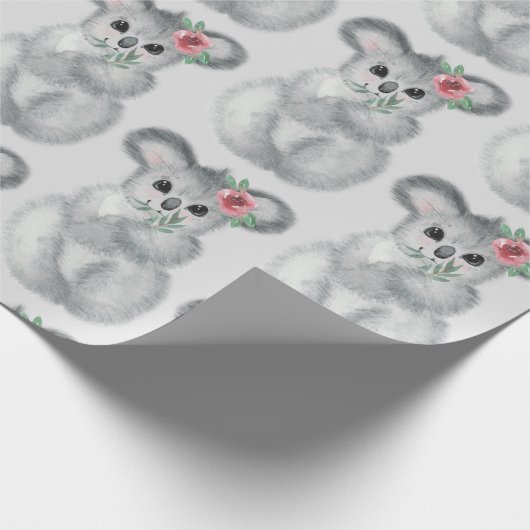 Cute Koala Beer Waterverf Modern Wrapping Cadeaupapier (Hoek)
