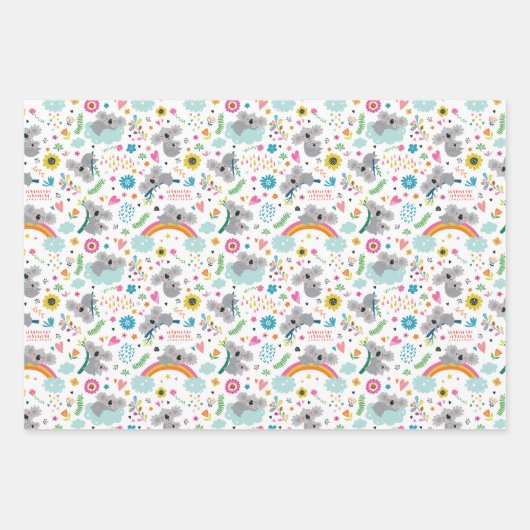 Cute Koala Beer Wrapping Paper Set van 3 (Voorkant)