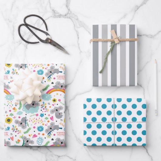 Cute Koala Beer Wrapping Paper Set van 3 (Voorkant)
