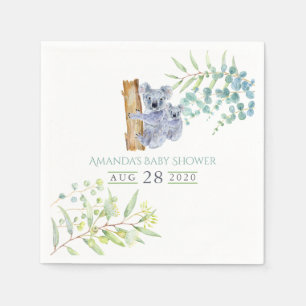 Cute Koala Beertjes Eucalyptus Bladeren Baby Showe Servet
