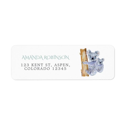 Cute Koala Beren Baby shower Etiket (Voorkant)