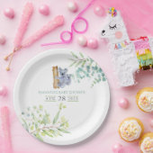 Cute Koala Beren Eucalyptus Leaves Baby shower Papieren Bordje (Feest)