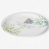 Cute Koala Beren Eucalyptus Leaves Baby shower Papieren Bordje (Gekanteld)