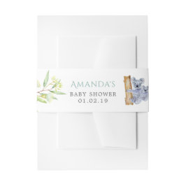 Cute Koala Beren Eucalyptus Leaves Baby shower Uitnodigingen Wikkel