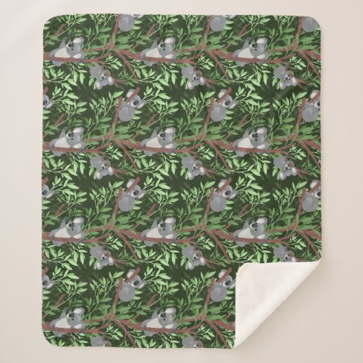Cute Koala Beren Sherpa Blanket Deken (Voorkant)