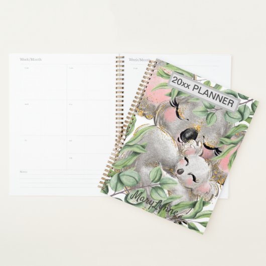 Cute Koala Beren Weekelijks Maandelijkse Jouw naam Planner (Display)