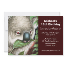 Cute Koala Birthday Party Invitation