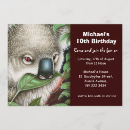 Cute Koala Birthday Party Invitation Kaart