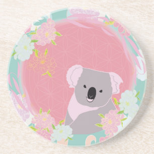Cute Koala Bloem van het Leven Bloemstuk Zandsteen Onderzetter