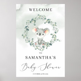 Cute koala boho green eucalyptus welkomstteken poster