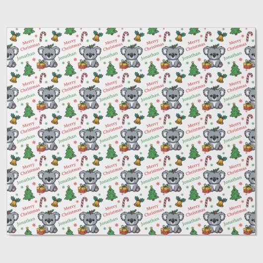 Cute Koala Christmas Tree Holidays Cadeaupapier (Vlak)
