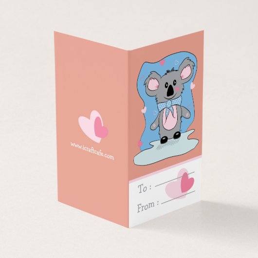 Cute Koala Classroom Valentijnsdag Folded Cards Kaart (Buitenkant)