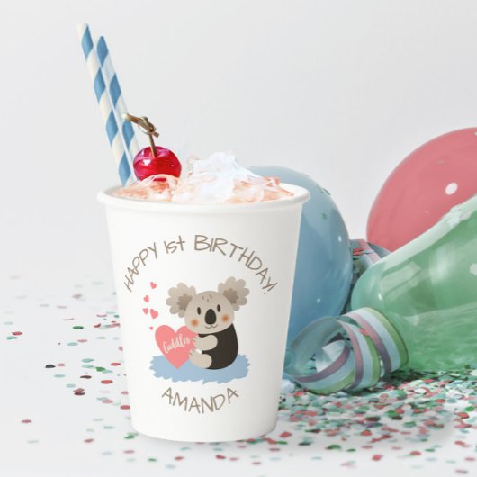 Cute Koala Cuddles Birthday Age ID386 Papieren Bekers