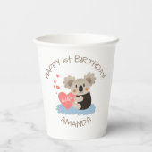 Cute Koala Cuddles Birthday Age ID386 Papieren Bekers (Achterkant)