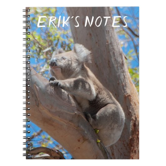 Cute Koala die een boom beklimt, gepersonaliseerd Notitieboek (Voorkant)