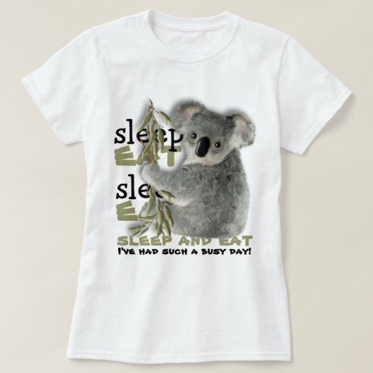 Cute Koala Eat and Sleep T-shirt (Design voorkant)