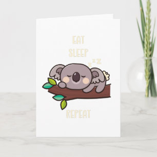 Cute Koala Eat Sleep Herhaal Funny Animals Kaart