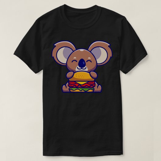 Cute Koala Eating Burger Cartoon T-shirt (Design voorkant)