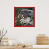 Cute Koala Eating Candy Cane Poster (Keuken)