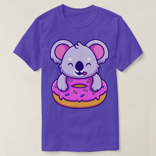Cute Koala Eating Donut T-shirt (Design voorkant)