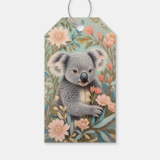 Cute Koala Elegant Pastel Floral Cadeaulabel