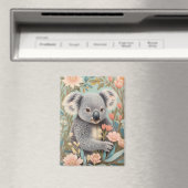 Cute Koala Elegant Pastel Floral Magneet (Insitu (Vaatwasser))