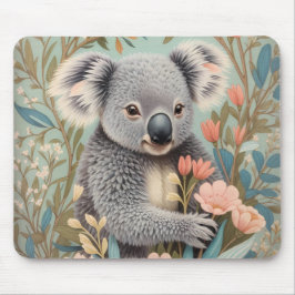 Cute Koala Elegant Pastel Floral Muismat