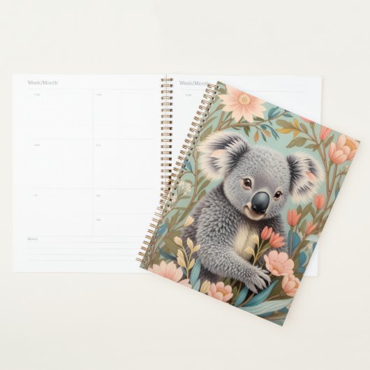 Cute Koala Elegant Pastel Floral Planner (Display)