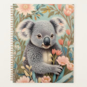 Cute Koala Elegant Pastel Floral Planner (Voorkant)